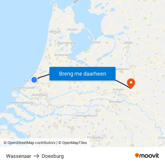 Wassenaar to Doesburg map