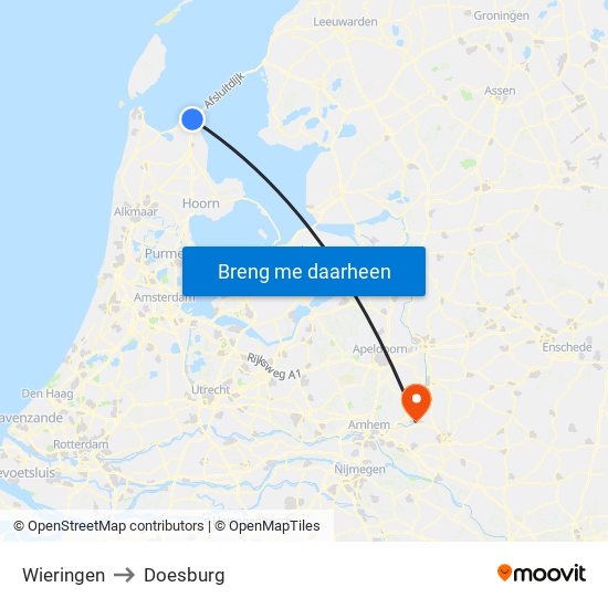 Wieringen to Doesburg map