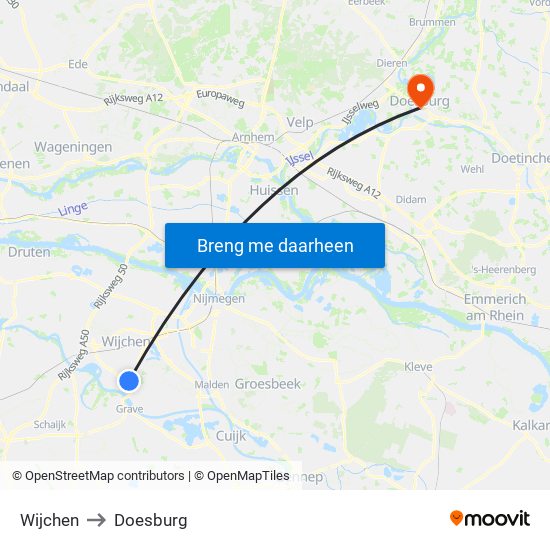 Wijchen to Doesburg map