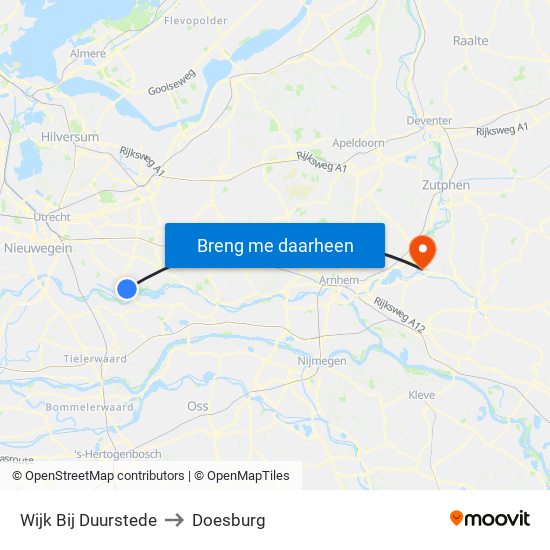 Wijk Bij Duurstede to Doesburg map