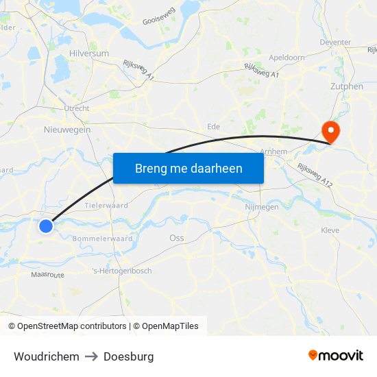Woudrichem to Doesburg map