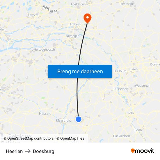 Heerlen to Doesburg map