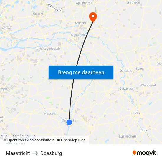 Maastricht to Doesburg map