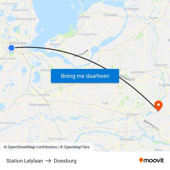 Station Lelylaan to Doesburg map