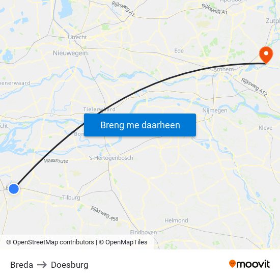 Breda to Doesburg map