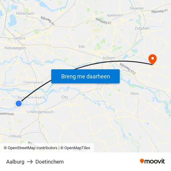 Aalburg to Doetinchem map