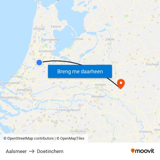 Aalsmeer to Doetinchem map