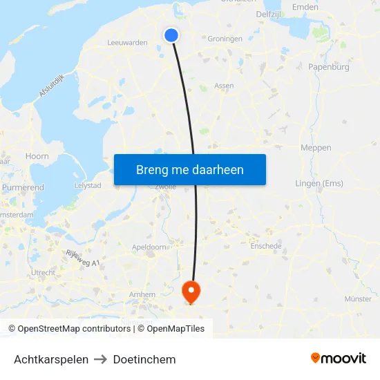 Achtkarspelen to Doetinchem map