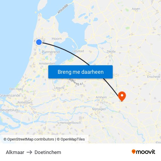 Alkmaar to Doetinchem map