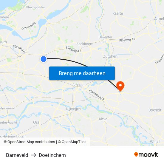 Barneveld to Doetinchem map