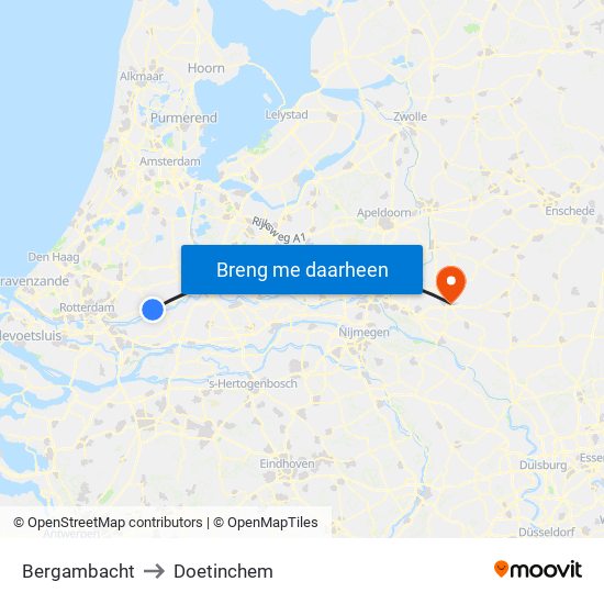 Bergambacht to Doetinchem map