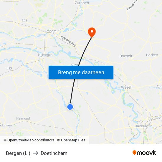 Bergen (L.) to Doetinchem map