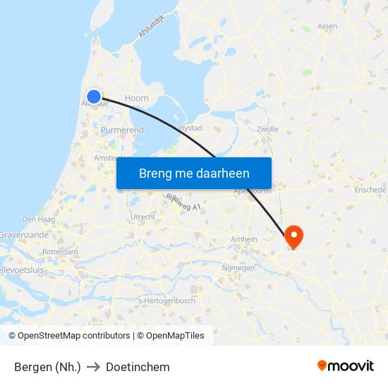 Bergen (Nh.) to Doetinchem map