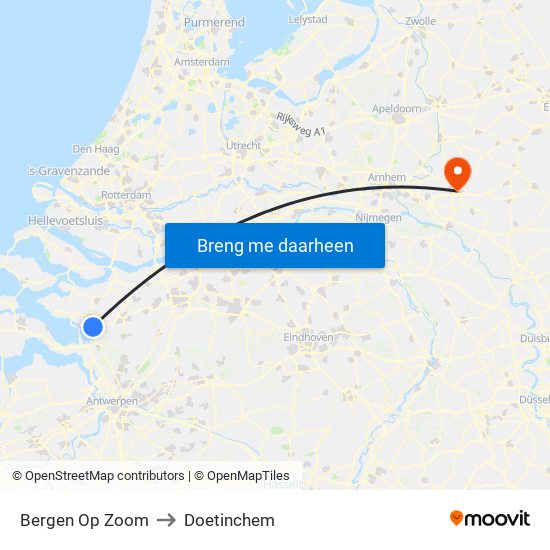 Bergen Op Zoom to Doetinchem map