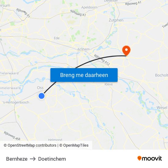 Bernheze to Doetinchem map