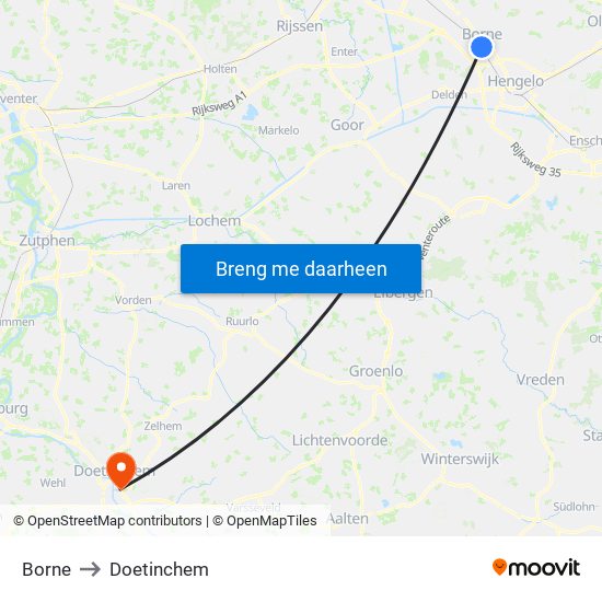 Borne to Doetinchem map