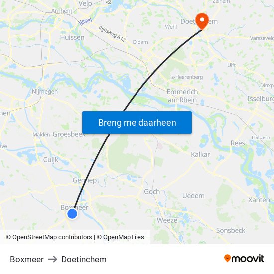 Boxmeer to Doetinchem map