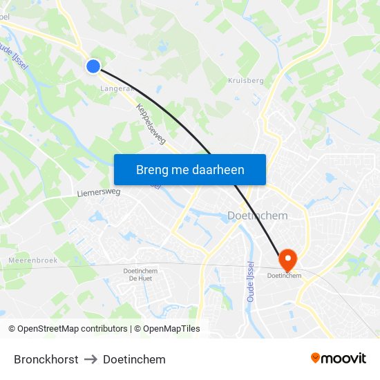 Bronckhorst to Doetinchem map