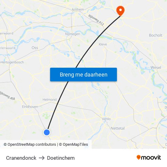 Cranendonck to Doetinchem map