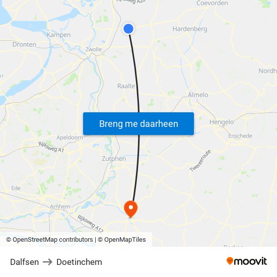 Dalfsen to Doetinchem map