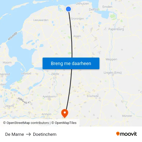 De Marne to Doetinchem map