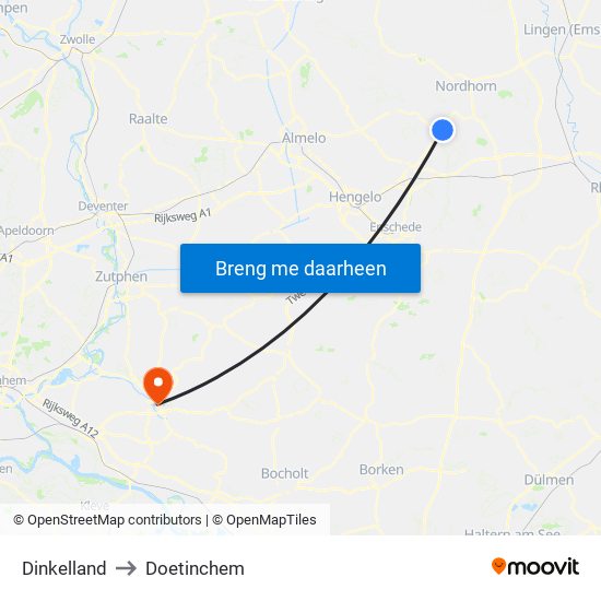 Dinkelland to Doetinchem map