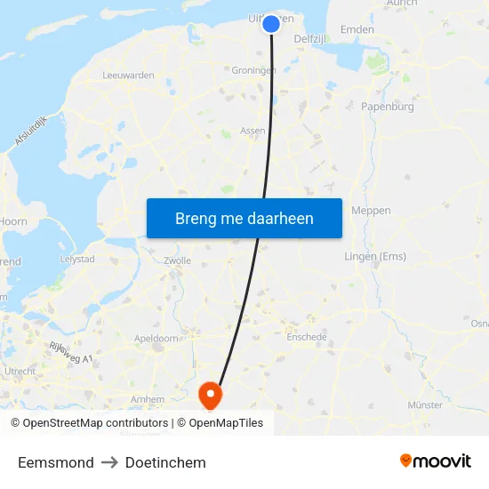Eemsmond to Doetinchem map