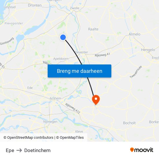 Epe to Doetinchem map
