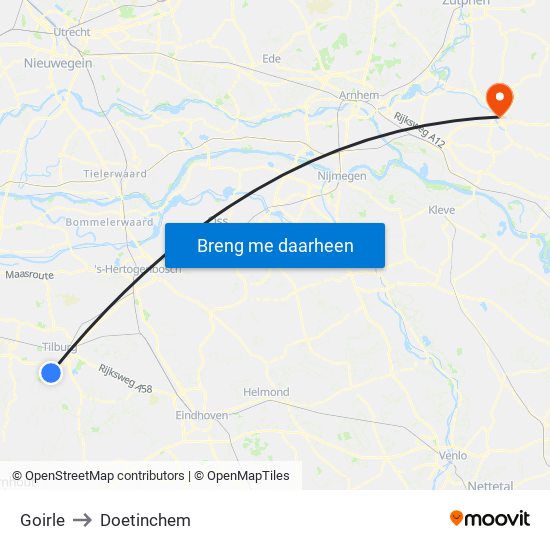 Goirle to Doetinchem map