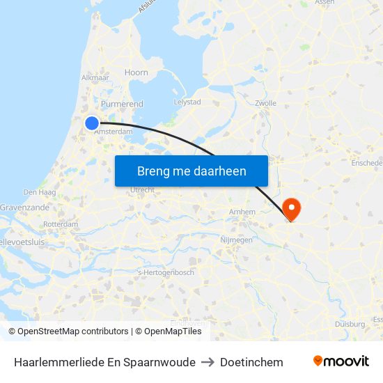 Haarlemmerliede En Spaarnwoude to Doetinchem map