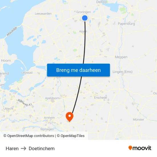 Haren to Doetinchem map