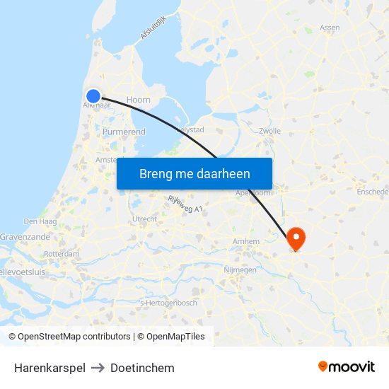 Harenkarspel to Doetinchem map