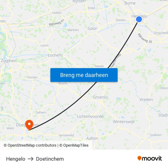 Hengelo to Doetinchem map