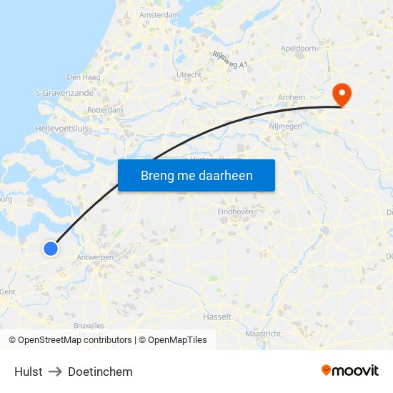 Hulst to Doetinchem map