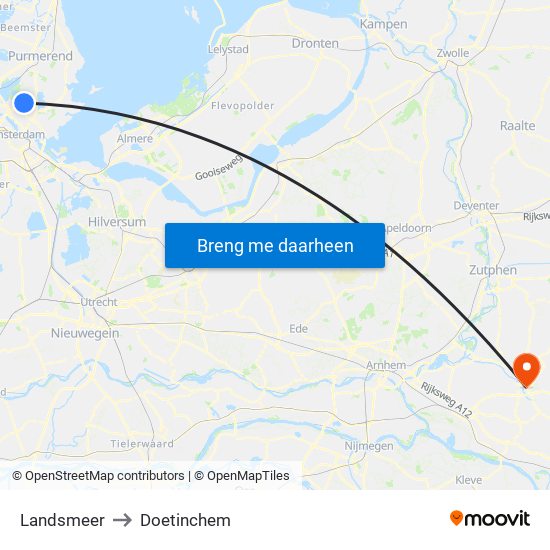 Landsmeer to Doetinchem map