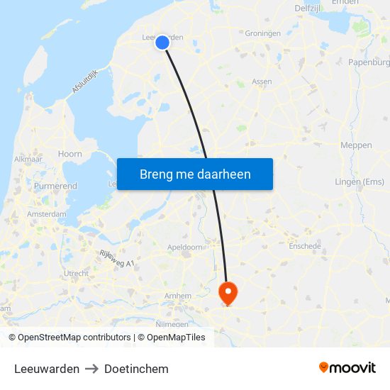 Leeuwarden to Doetinchem map