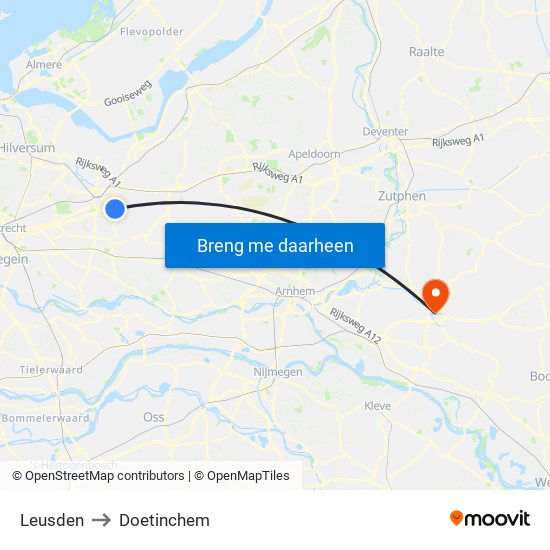 Leusden to Doetinchem map