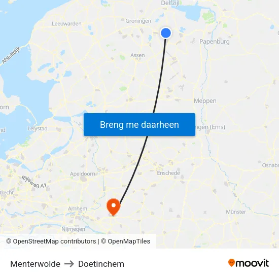 Menterwolde to Doetinchem map