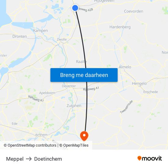 Meppel to Doetinchem map