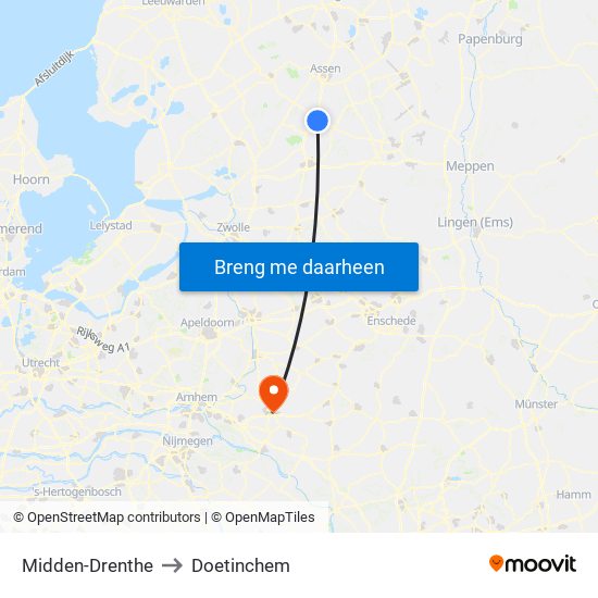 Midden-Drenthe to Doetinchem map
