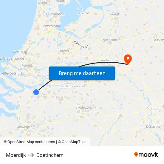 Moerdijk to Doetinchem map