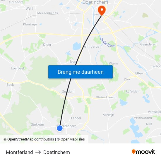 Montferland to Doetinchem map