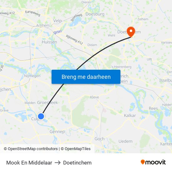 Mook En Middelaar to Doetinchem map