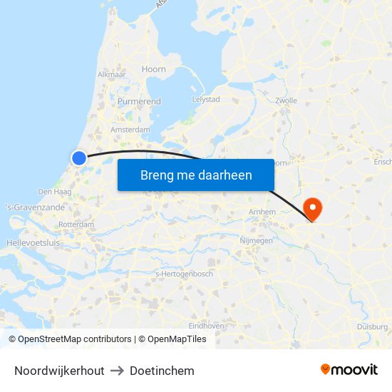 Noordwijkerhout to Doetinchem map
