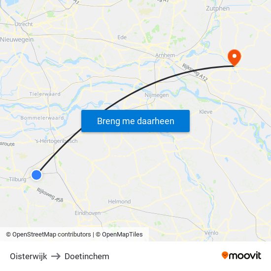 Oisterwijk to Doetinchem map