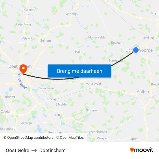 Oost Gelre to Doetinchem map