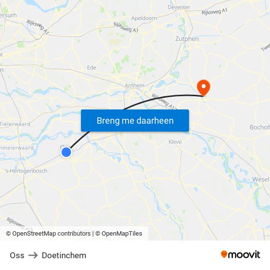 Oss to Doetinchem map