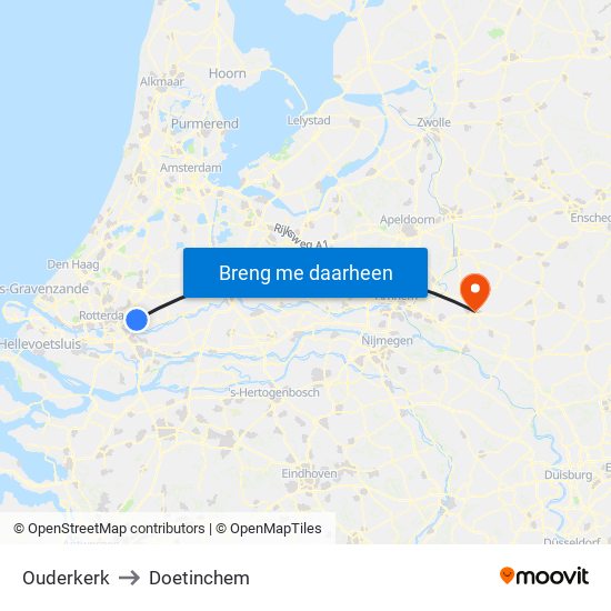 Ouderkerk to Doetinchem map