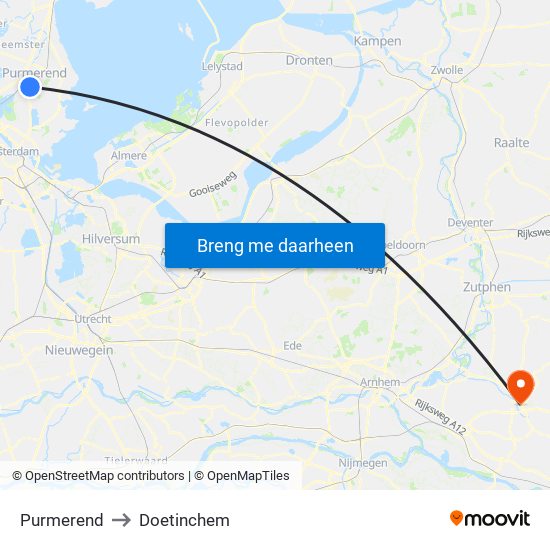 Purmerend to Doetinchem map