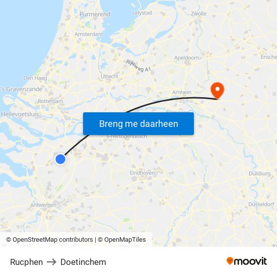 Rucphen to Doetinchem map